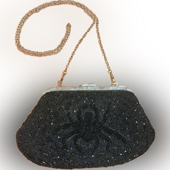 Black Beaded Spider Evening Bag - Picture 1 of 6